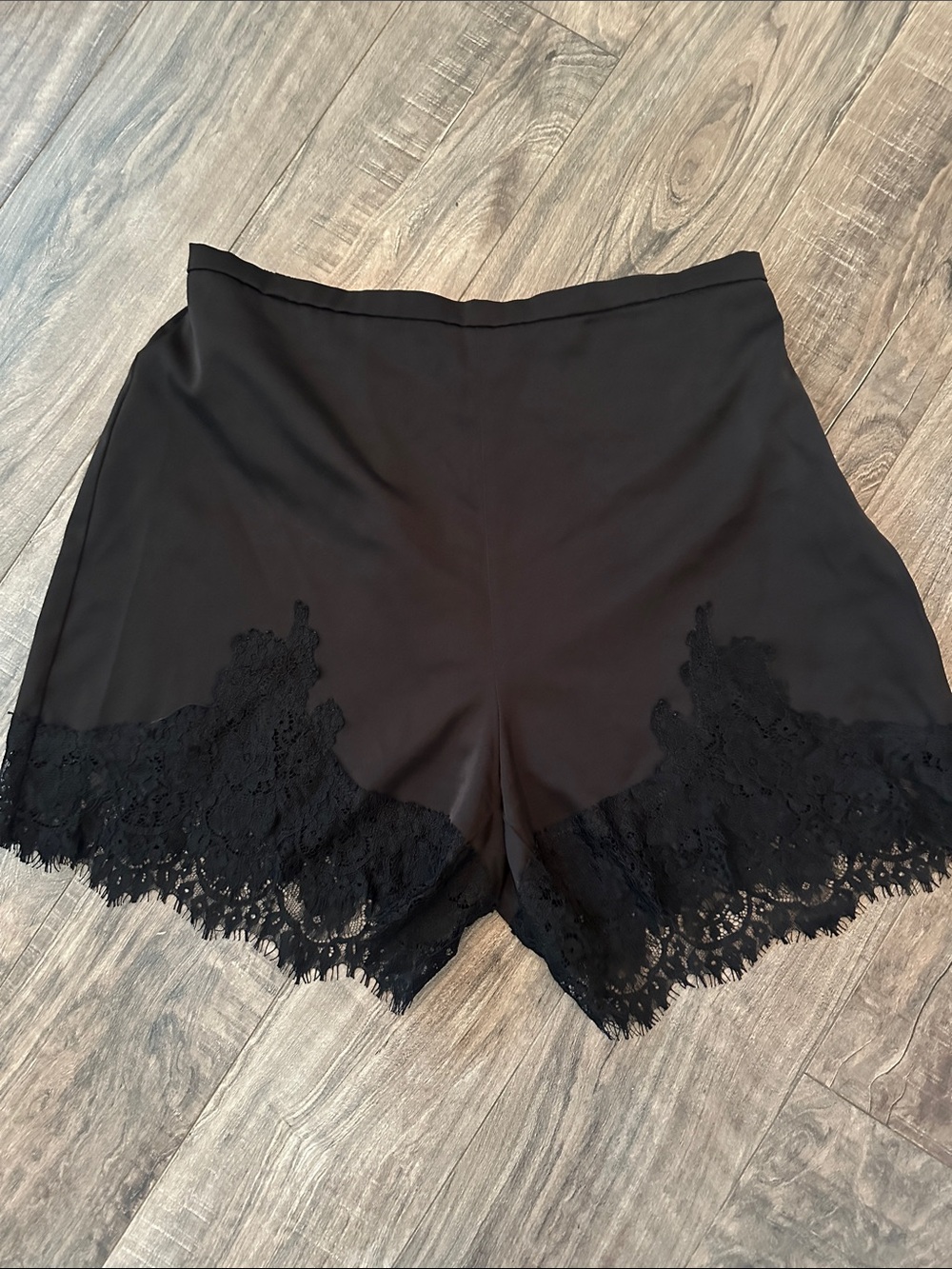 Black Lace Hem Women’s Shorts
